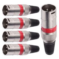 Conector Xlr Macho Linha Vermelho Metalico Storm 05 Unidades Conector Xlr Macho Linha Vermelho Metalico Storm 05 Unidades