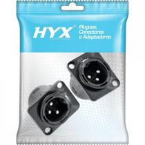 Conector XLR Macho Painel 3 Pólos Niquelado HX049M Preto HYX - PCT / 2 Conector XLR Macho Painel 3 Pólos Niquelado HX049M Preto HYX - PCT / 2