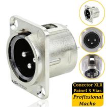 Conector XLR Painel 3 Vias Profissional Macho Conexão Robusta e de Alta Qualidade Conector XLR Painel 3 Vias Profissional Macho Conexão Robusta e de Alta Qualidade