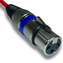 Conector xlr plug de linha femea 3 polos metal niquelado azul cannon painel reforçado profissional
