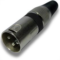 Conector xlr plug de linha macho 3 polos metal niquelado preto cannon painel reforçado profissional Conector xlr plug de linha macho 3 polos metal niquelado preto cannon painel reforçado profissional