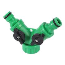 Conector Y Mangueira Jardim 2 Saídas com Registro Verde