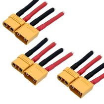 Conector ZHOFONET XT90 Pigtail com fio de silicone 10AWG de 5 cm, 3 pares Conector ZHOFONET XT90 Pigtail com fio de silicone 10AWG de 5 cm, 3 pares