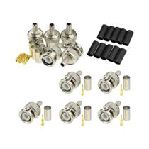 Conectores BNC Macho Crimp De 50 Ohm 10PCS Para Cabos Coaxiais RG58 RG59 RG60 RG142 LMR195 Com Tubos
