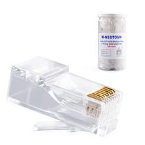 Conectores Cat6 RJ45 W-NECTOUN, pacote com 100 pinos, banhados a ouro Conectores Cat6 RJ45 W-NECTOUN, pacote com 100 pinos, banhados a ouro