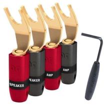 Conectores de cabo de alto-falante AudioQuest SureGrip 300 Gold Set 4 Conectores de cabo de alto-falante AudioQuest SureGrip 300 Gold Set 4