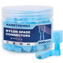 Conectores de espada de nylon haisstronica 200PCS 16-14 AWG