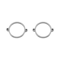 Conectores De Pingente De Círculo Oco De Aço Inoxidável Com Furo Duplo, 10 Peças Para Fabricação De