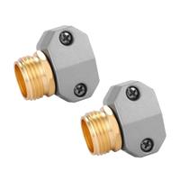 Conectores de reparo para mangueira de jardim Hourleey em alumínio, kit com 2 unidades Conectores de reparo para mangueira de jardim Hourleey em alumínio, kit com 2 unidades