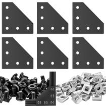 Conectores de suporte de canto: placas de junção em forma de L de 5 furos
