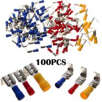 Conectores Elétricos Isolados Vermelho Azul Amarelo 100pcs Terminais De Crimpagem 10-22AWG Tipo Conectores Elétricos Isolados Vermelho Azul Amarelo 100pcs Terminais De Crimpagem 10-22AWG Tipo