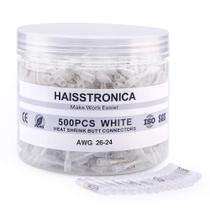 Conectores Haisstronica 500PCS brancos termorretráteis - conectores de emenda de crimpagem de calibre 26-24, isolados, impermeáveis, marítimos e automotivos Conectores Haisstronica 500PCS brancos termorretráteis - conectores de emenda de crimpagem de calibre 26-24, isolados, impermeáveis, marítimos e automotivos