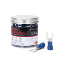Conectores isolados de fio Fork Spade HKS 200 unidades azuis 16-14 AWG Conectores isolados de fio Fork Spade HKS 200 unidades azuis 16-14 AWG