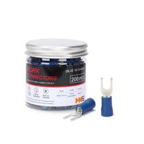 Conectores isolados de fio Fork Spade HKS 200PCS Blue 16-14 AWG