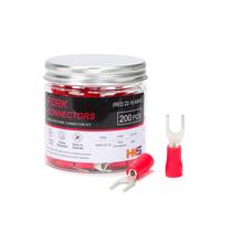 Conectores isolados de fio Fork Spade HKS 200PCS vermelhos 22-16 AWG