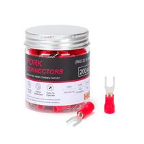 Conectores isolados de fio Fork Spade HKS 200PCS vermelhos 22-16 AWG