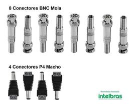 Conectores Original Intelbras 8x Bnc Mola+ 4x P4 Macho
