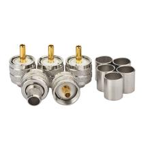 Conectores PL-259 Crimpagem Plugue Macho UHF PL 259 RF Coaxial 5 Unidades