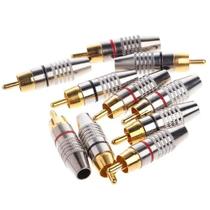 Conectores RCA Macho - 10 Peças com Tampa Ajustável 45mm - Placa de Ouro