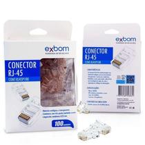 Conectores (Rede) Exbom Rj45 Cat5/6E Rj45P100 C/ 100 Und C/ Banho De Ouro