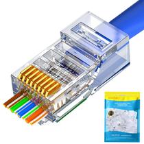 Conectores RJ45 Cat6 Cat5 terminam em Ethernet 8P8C banhado a ouro (pacote com 100)