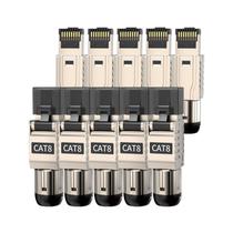 Conectores RJ45 ZOERAX Cat8 blindados sem ferramentas, pacote com 10 Conectores RJ45 ZOERAX Cat8 blindados sem ferramentas, pacote com 10