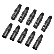 Conectores XLR Szlliyxs, pacote com 10 plugues macho/fêmea de 3 pinos