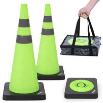 Cones de segurança de trânsito BATTIFE de 28 polegadas com gola refletiva, pacote com 2
