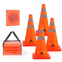 Cones de segurança de trânsito dobráveis RoadHero 18 cm com gola reflexiva, pacote com 4