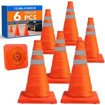 Cones de segurança de trânsito TENKAIWICK de 18 polegadas com coleiras refletivas (pacote com 6)