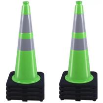 Cones de trânsito BESEA, pacote com 8, 70 cm, verde com gola reflexiva Cones de trânsito BESEA, pacote com 8, 70 cm, verde com gola reflexiva