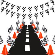 Cones de Trânsito e Bandeiras de Corrida Skylety - Kit para Festas Cones de Trânsito e Bandeiras de Corrida Skylety - Kit para Festas