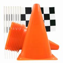 Cones de Trânsito YOELVN Racing - 7 Polegadas - Laranja com Bandeiras Quadriculadas