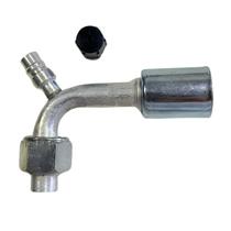 Conexão 90º Oring Fêmea 10mm C/ Ventil R134 C/ Clip Alumínio