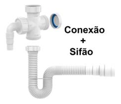 Conexão Pia Maquina Lavar Louça Roupa Cruzeta 1.1/2 E Sifão - Blu