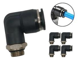Conexão Pneumática Cotovelo 10mm x 1/2" BSP Alta Vazão e Vedação com O'ring (Kit com 5 Peças)