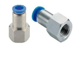 Conexao Pneumática Reta Femea 8mmx3/8 Bsp - 4 Peças
