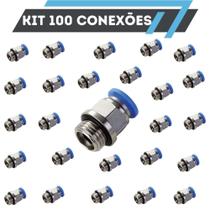 Conexão Pneumática Reta Macho Rosca 1/4 Bsp X 8mm -100 Pças Conexão Pneumática Reta Macho Rosca 1/4 Bsp X 8mm -100 Pças