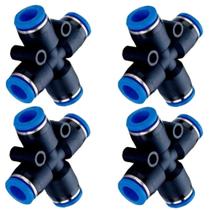 Conexão Pneumática União Cruzeta 08mm 4 Unidades