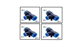 Conexão Pneumática União T 10mm Com Redução Central 6mm