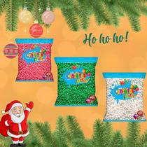 Confeito Bolinhas Kit Feliz Natal Verde, Vermelho e Branco