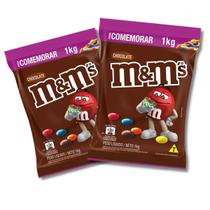 Confeito De Chocolate Ao Leite M&Ms Pacote 1Kg Kit Com 2