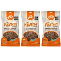 Confeito Fino Granulado Chocolate Macio Kit 3 Pacotes Mix