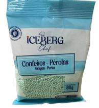 Confeito Perolado Azul Turquesa 80g Iceberg