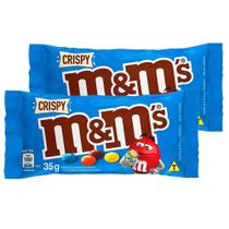 Confeitos M&M Crispy Chocolate ao Leite 35g Kit com duas unidades