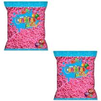 Confeitos para Doces Finos Cor Rosa Sabor Framboesa Kit 1kg