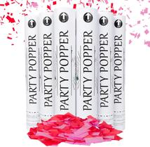 Confetti Cannons Clover Products 12 biodegradáveis, pacote com 6 unidades, vermelho e rosa