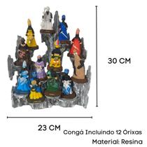Conga Completo 30 Cm Com 12 Orixás 10 Cm Cinza Claro Resina
