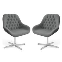 Conj 02 Poltrona Base Giratória Alumínio Capitonê Pandora