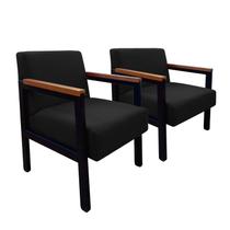 Conj. 02 Poltrona Decorativa Estilo Industrial Braço Ferro Minas
